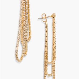 BRAND NEW. Nordstrom 14k gold over silver wrap around crystal pierced Earrings.